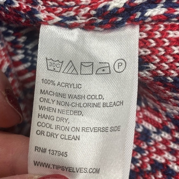 Tipsy Elves Red White Blue Collared Button Front Cardigan, XL - Picture 4 of 8